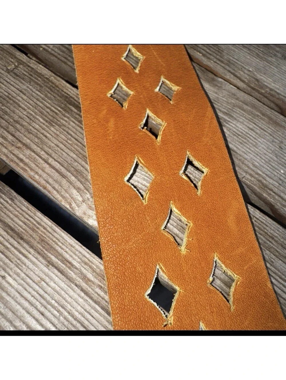 Vintage Wide Tan Leather Belt Ornate Brass Tone Buckle Boho Western Unisex 32”